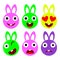 Vector flat bunny emotions icon set