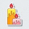 Vector flat candle sticker for Valentine`s Day