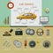 Vector flat car service infographic poster set