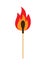 Vector flat cartoon burning fire match