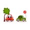 Vector flat cartoon car accident set isolated