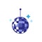 Vector flat cartoon disco ball with stars