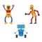 Vector flat cartoon funny male robots set