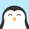 Vector flat cartoon kawaii penguin face