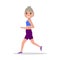 Vector flat cartoon old woman running jogging