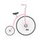 Vector flat cartoon pastel pink one wheel circus retro bicycle on white background