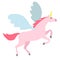 Vector flat cartoon pink pegasus unicorn