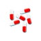 Vector flat cartoon red white capsules isolated