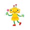 Vector flat cartoon small funny girl robot