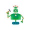 Vector flat cartoon small funny male male robot