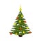 Vector flat cartoon spruce tree decorated