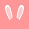 Vector flat cartoon white rabbit bunny ears