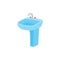 Vector flat ceramic washbasin or sink with faucet.