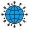 Vector Flat Coronavirus Earth Icon