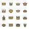 Vector flat crown icons set