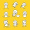 Vector flat cute chicks monochrome set