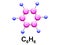 Vector flat design of Benzene molecular formula C6H6  six carbon atoms joined in a ring with one hydrogen atom attached to each