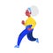 Vector flat elderly woman in sportsuit jogging