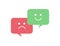 Vector flat emoticon symbol. Talk bubbles with angry and happy feelings. Icons for illustration of different mood, tempers, mental