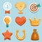 Vector flat gamification icons. Achievement badges
