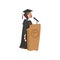 Vector flat girl graduate in gown, cap