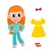 Vector flat girl kid in nightgown, outfit set