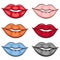 Vector flat girl lips colored set