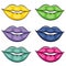 Vector flat girl lips colored set