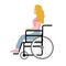 Vector flat girl sitting in invalid wheelchair