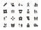 Vector flat glyph icons related with humanitarian causes - volunteering, adoption, donations, charity, non-profit organizations,