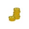 Vector flat golden dollar cent coins column