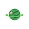Vector flat green planet ring, sputnik satellite