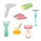 Vector flat hair removal tools set