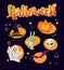 Vector flat halloween card, banner, poster, placard, party invitation, flayer design elements.