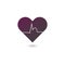 Vector flat heart attack icon illustration. Gradient purple to black heart with heartbeat isolated on white background. Concept of