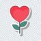 Vector flat heart flower sticker for Valentine`s Day