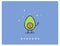 Vector flat icon of avocado cute cartoon character