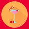 vector flat icon cocktail with cherry and umbrella, glass, pink,