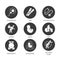 Vector flat icons circle set pregnancy tips for pregnant women