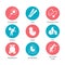 Vector flat icons red, blue set tips for pregnant women