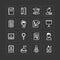 Vector flat icons set of education school tools outline concept.