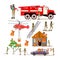 Vector flat icons set of firefighter profession people