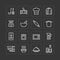 Vector flat icons set of kitchen cooking tools outline concept.