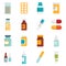 Vector flat icons set of medications