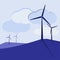 Vector flat illustration. Alternative sources of energy. Green energy. Windmills