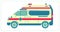 Vector flat illustration with a ambulance car. Ambulance auto paramedic emergency. Ambulance vehicle medical evacuation