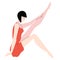 Vector flat illustration of attractive beautiful woman performing part of dance.