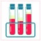 Vector flat illustration with Blood test tubes. For your web site design, logo, app, UI. Isolated illustration on white