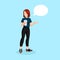 Vector flat illustration, character, mascot, young sporty woman, girl runner with cup of coffee.