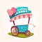 Vector flat illustration of Cotton Candy cart